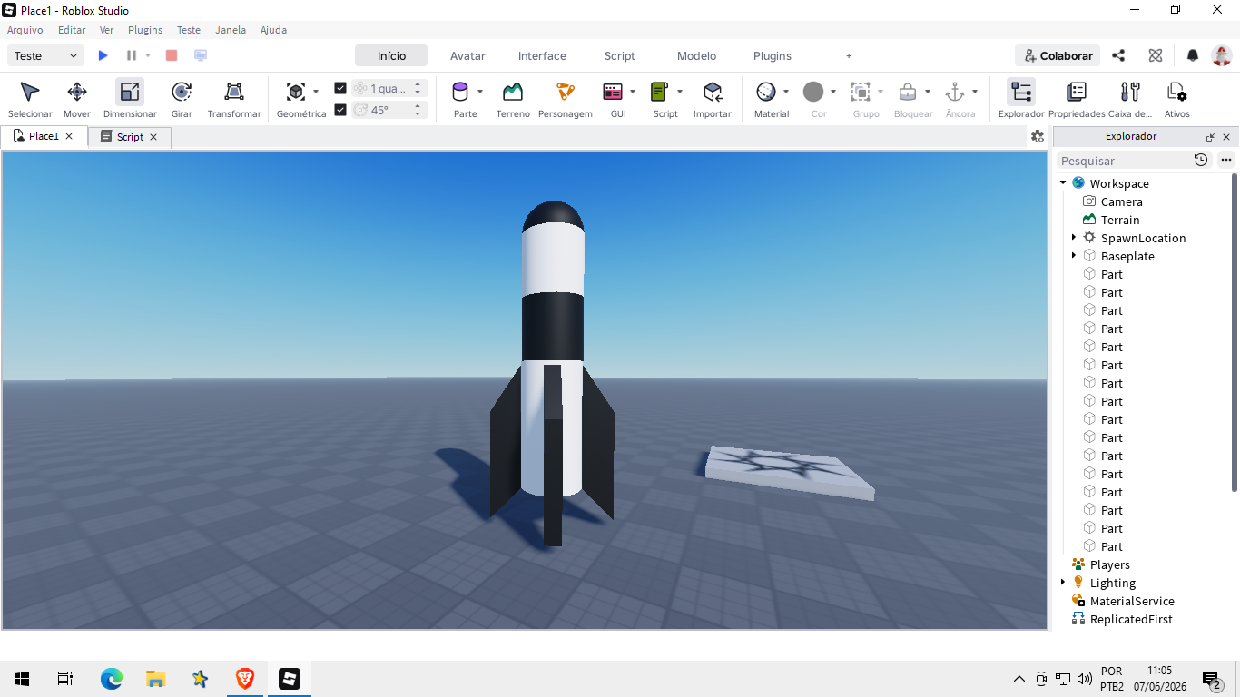 A 3D model inspired by the historic V2 rocket. Built in Roblox Studio with a clean low-poly design, featuring a detailed body, nose cone, and stabilizing fins. Suitable for military, historical, sci-fi, or space-themed Roblox games.